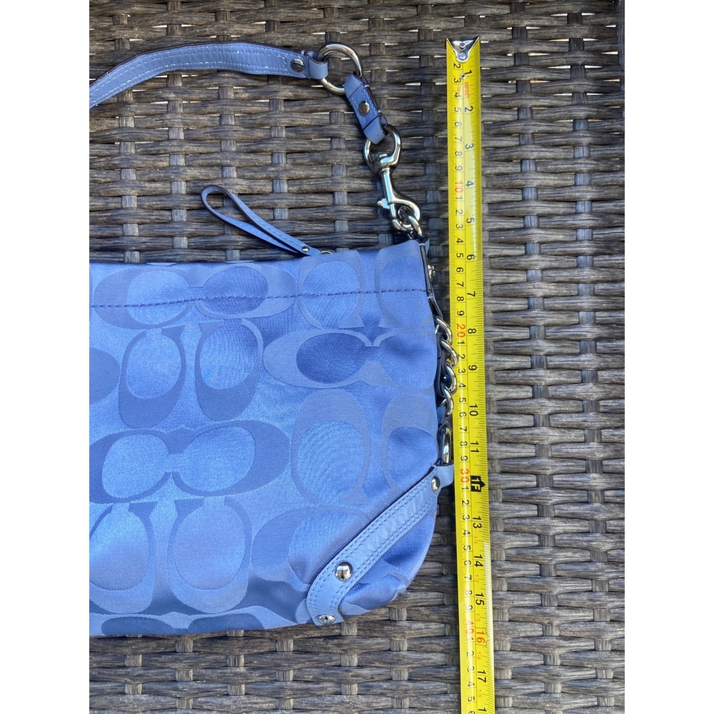 VTG Coach Carly Hobo Bag Blue Periwinkle Signature Jacquard Silver Hardware Y2K - Picture 16 of 16